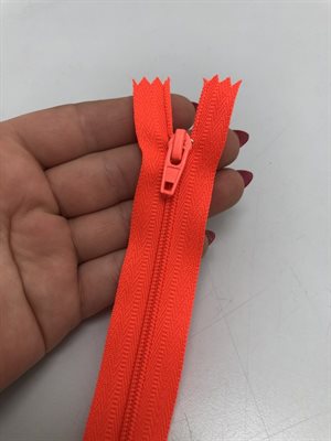 Ikke delbar lynlås - fed mørk neon orange, 30 cm